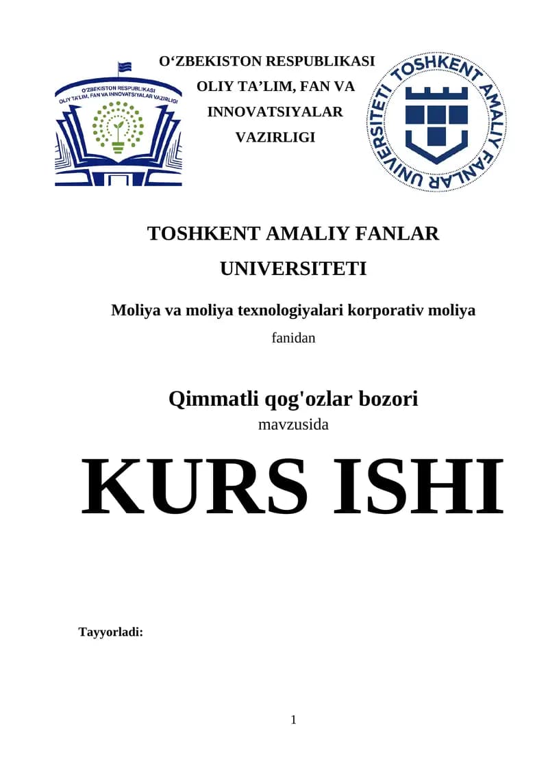 Kurs ishi_Qimmatli qog'ozlar bozori