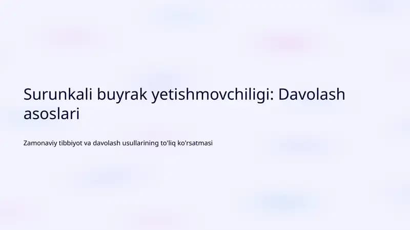 Surunkali buyrak yetishmovchiligi: Davolash asoslari