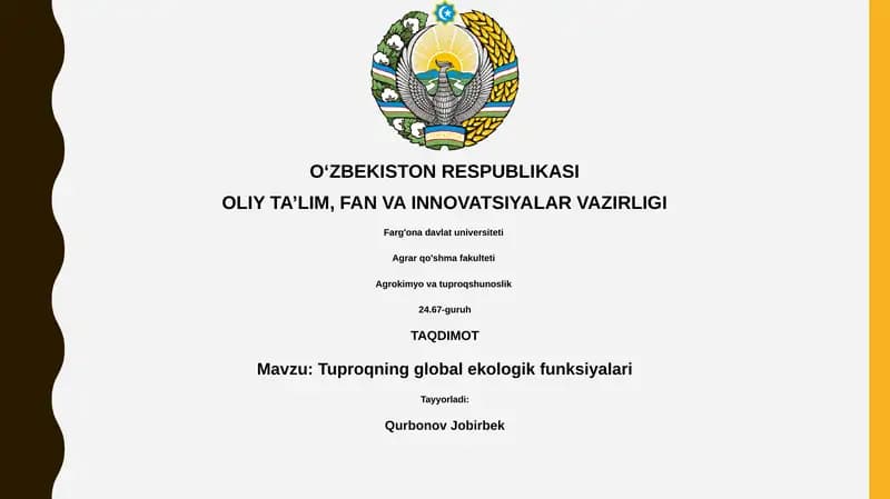 Tuproqning global ekologik funksiyalari