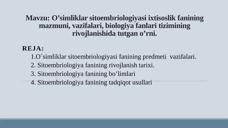 O’simliklar sitoembriologiyasi