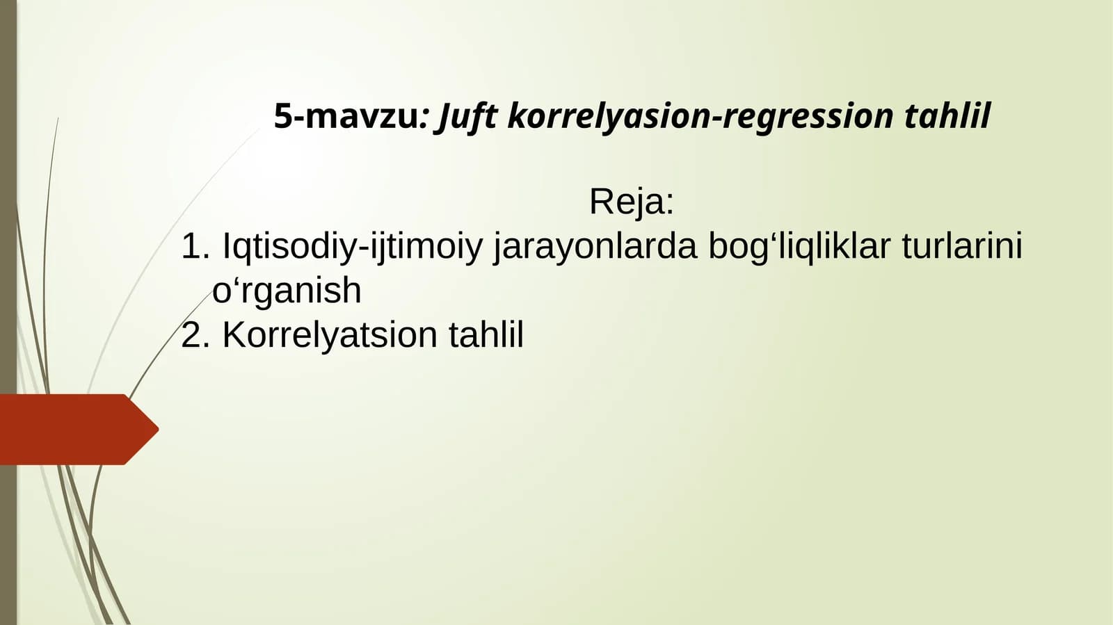 5-mavzu: Juftkorrelyasion-regression tahlil