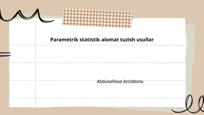 Parametrik statistik alomat tuzish usullar