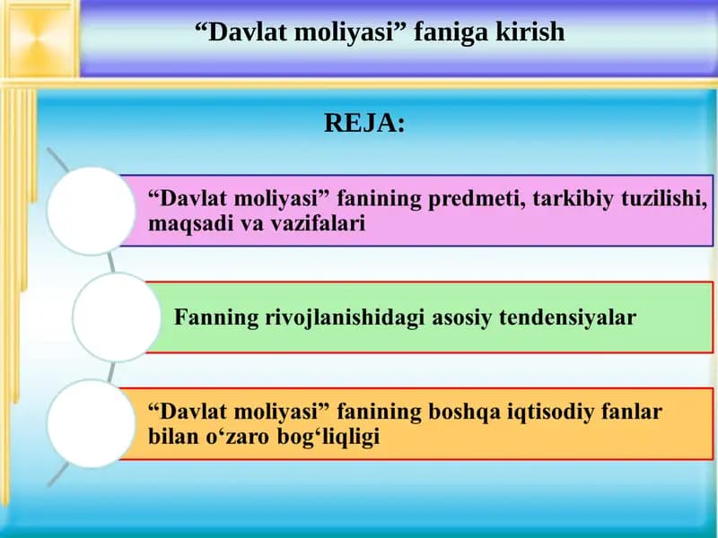 Davlat moliyasi faniga kirish