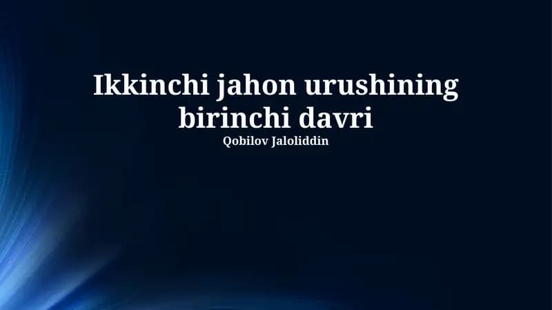 Ikkinchi jahon urushining birinchi davri