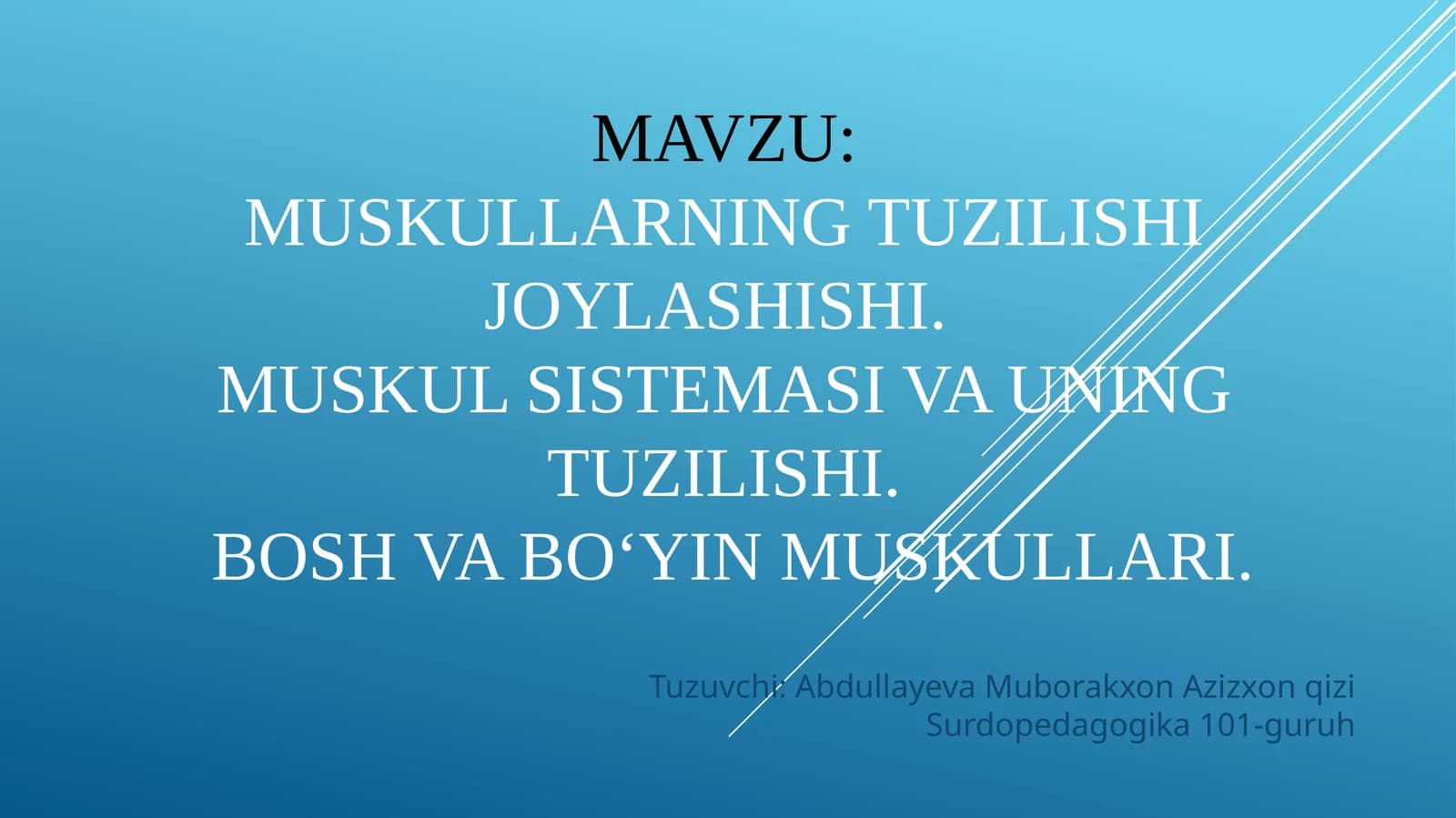 Muskullarning tuzilishi