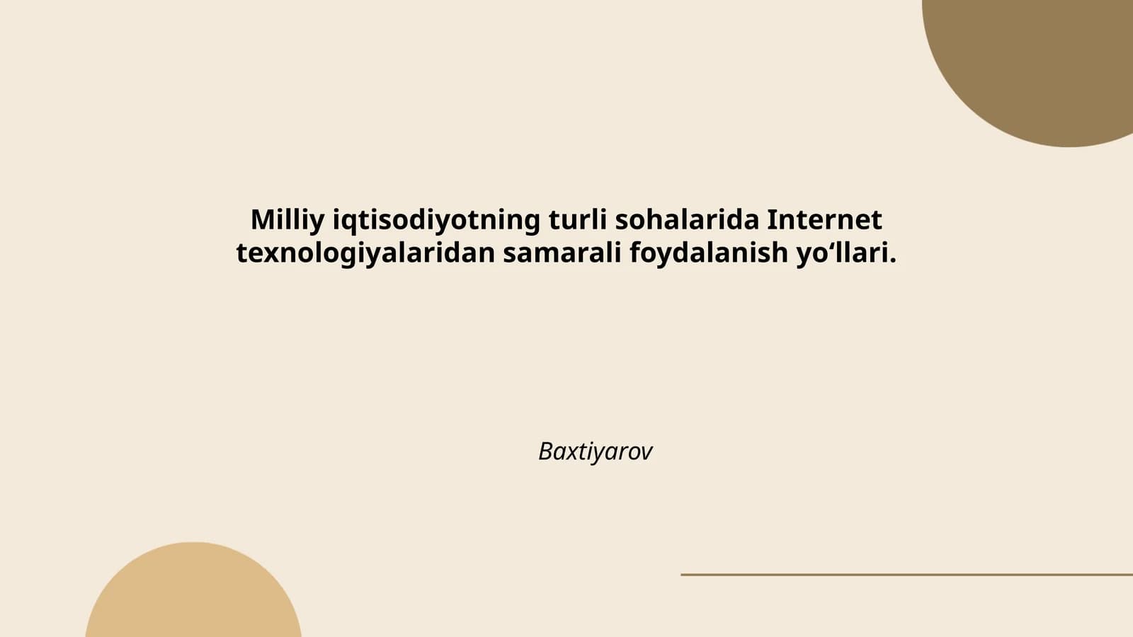 Milliy iqtisodiyotning turli sohalarida Internet texnologiyalaridan samarali foydalanish yo‘llari