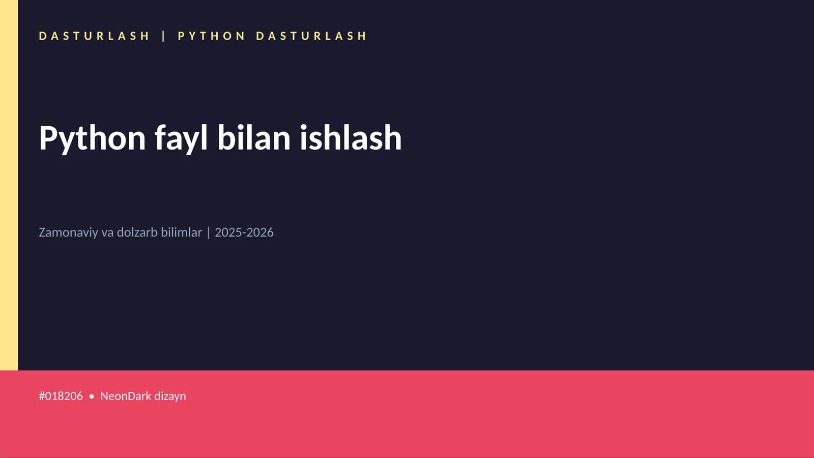 DASTURLASH | PYTHON DASTURLASH