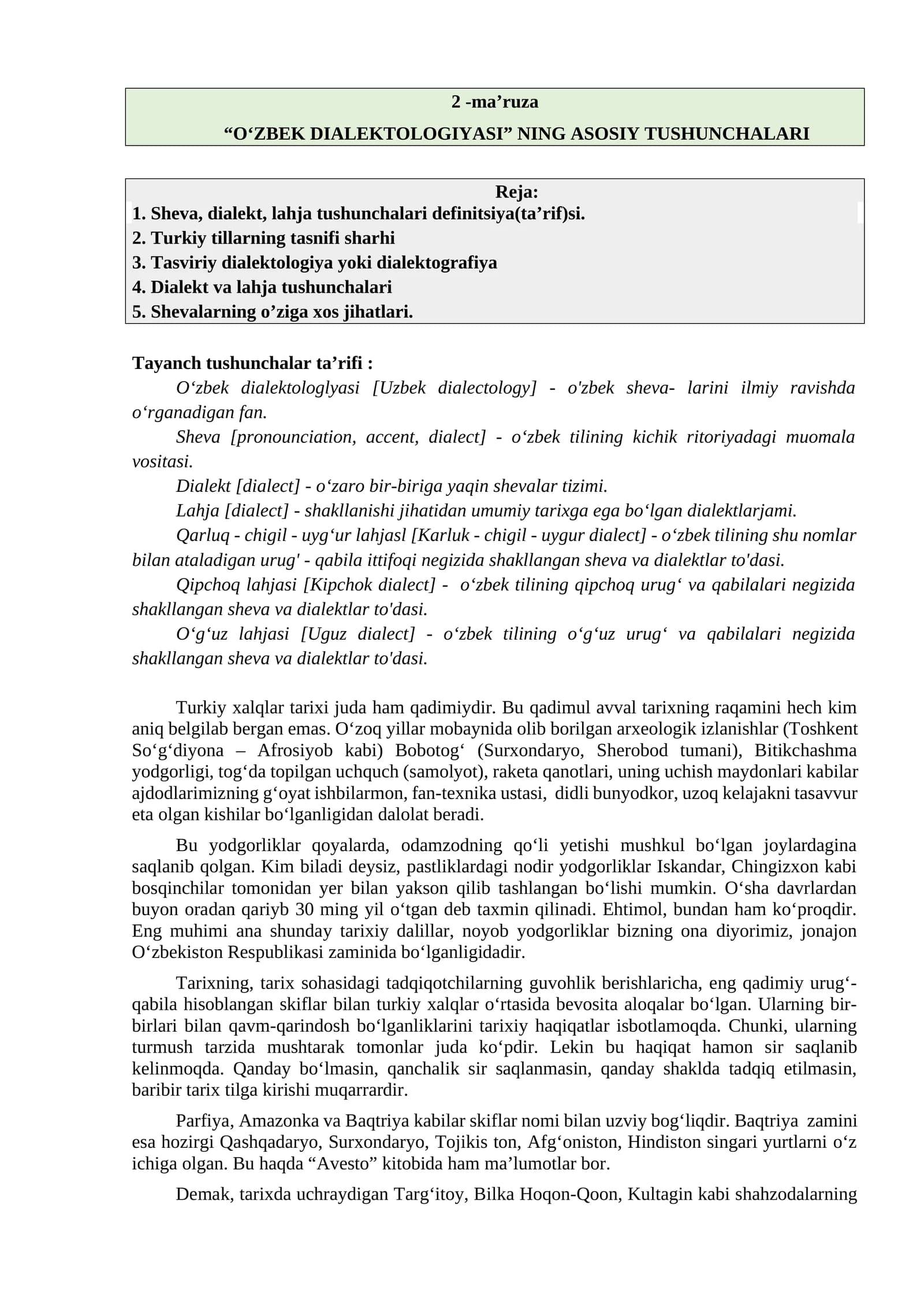 O‘ZBEK DIALEKTOLOGIYASI
