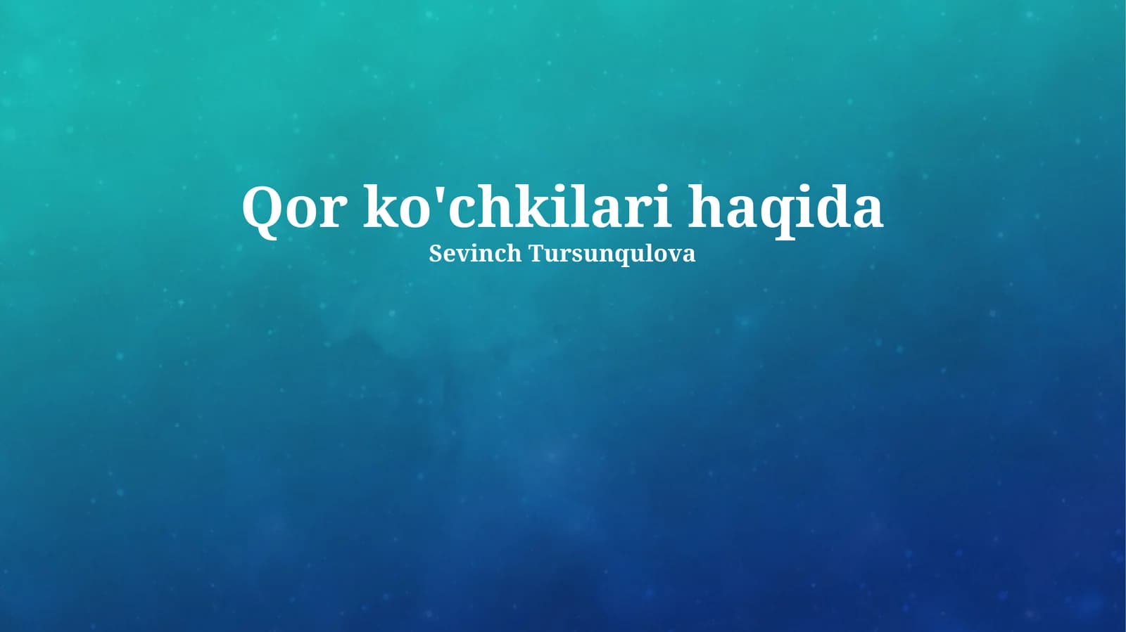 Qor ko'chkilari haqida
