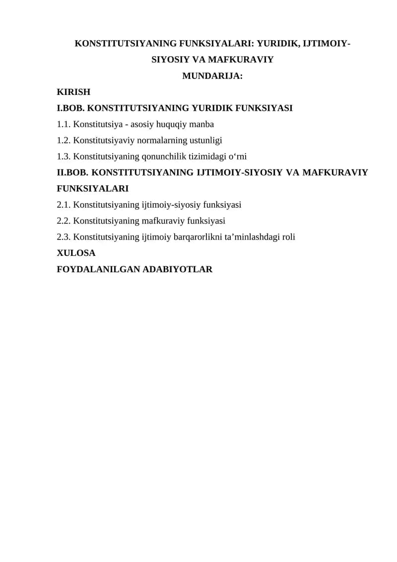 Konstitutsiyaning Funksiyalari
