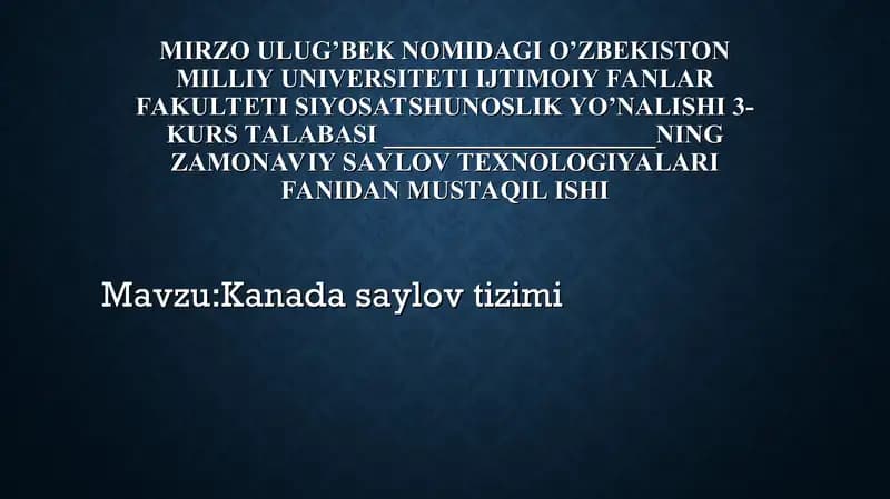 Kanada saylov tizimi