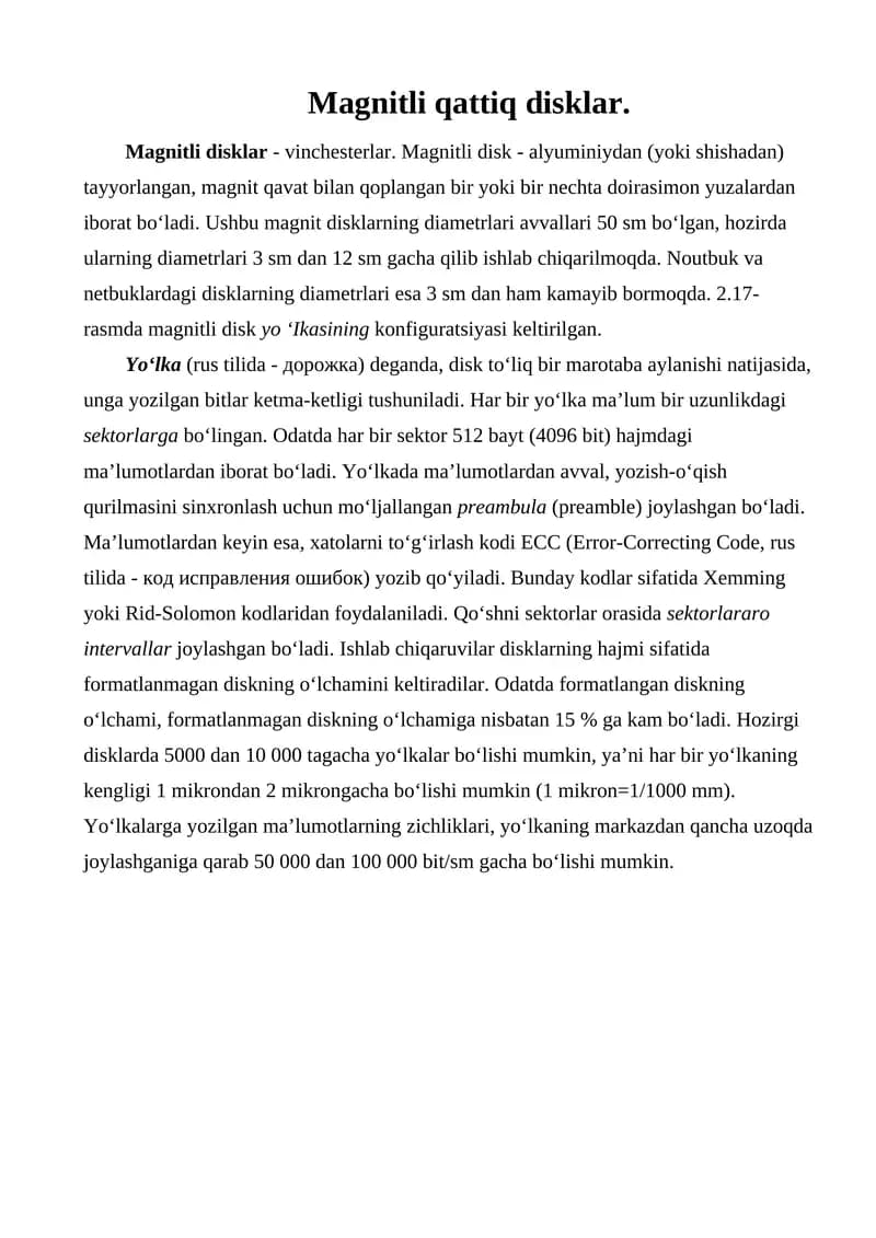 Magnitli qattiq disklar