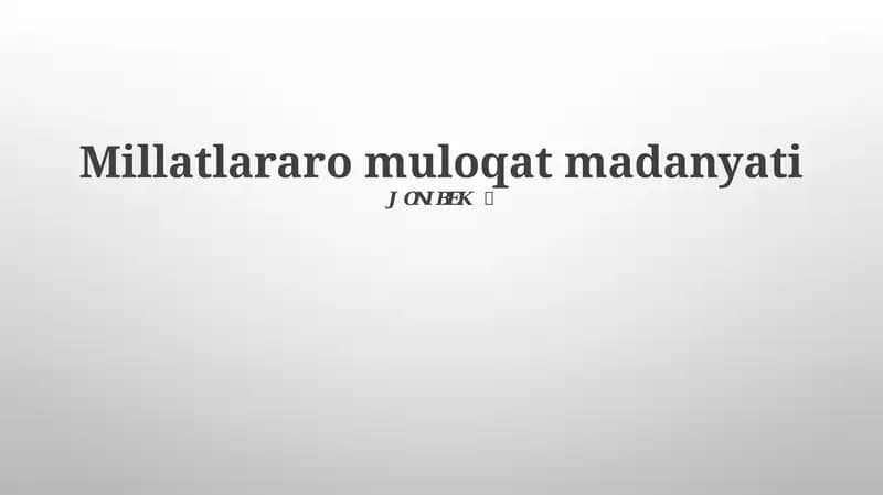 Millatlararo muloqat madanyati