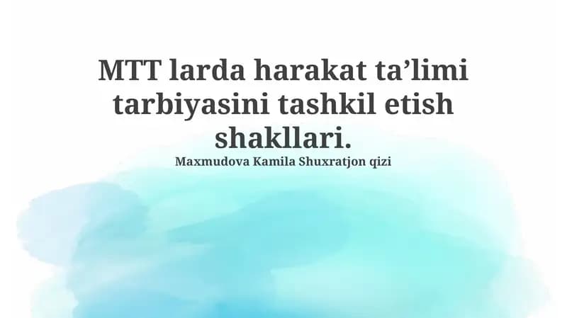 Jismoniy Tarbiya Mashgʻulotlari