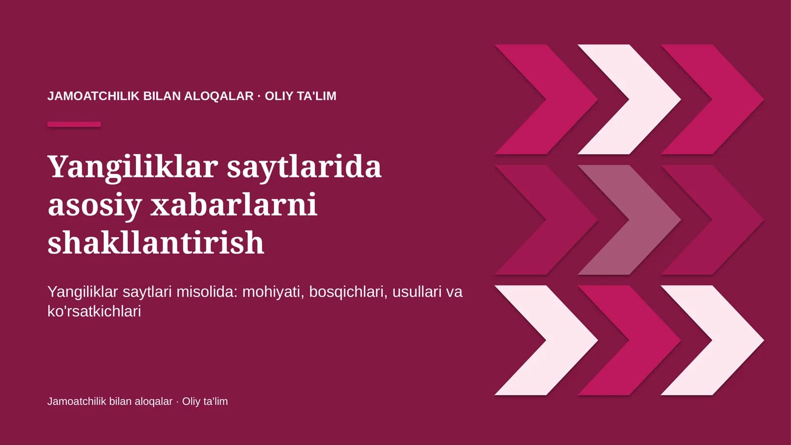 Yangiliklar saytlarida asosiy xabarlarni shakllantirish
