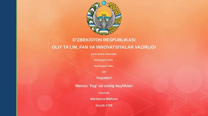 Tog' va uning boyliklari