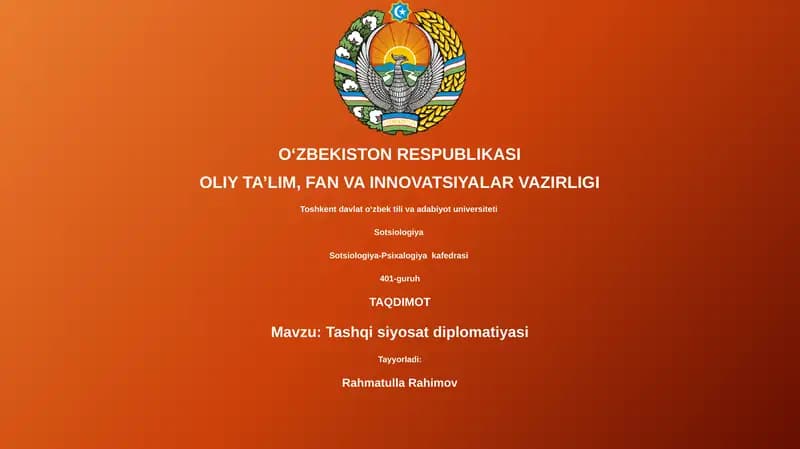 Tashqi siyosat diplomatiyasi