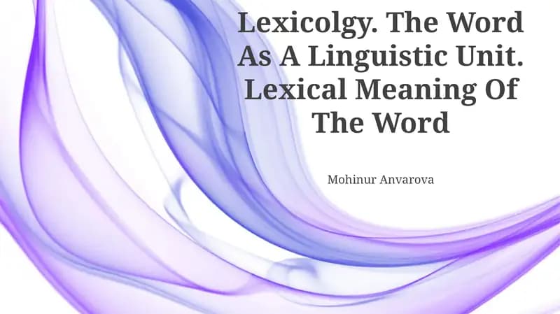 The Word As A Linguistic Unit