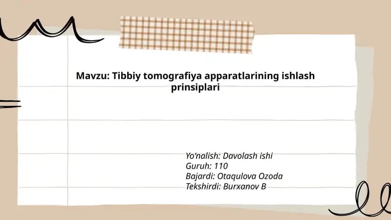 Tibbiy tomografiya apparatlarining ishlash prinsiplari