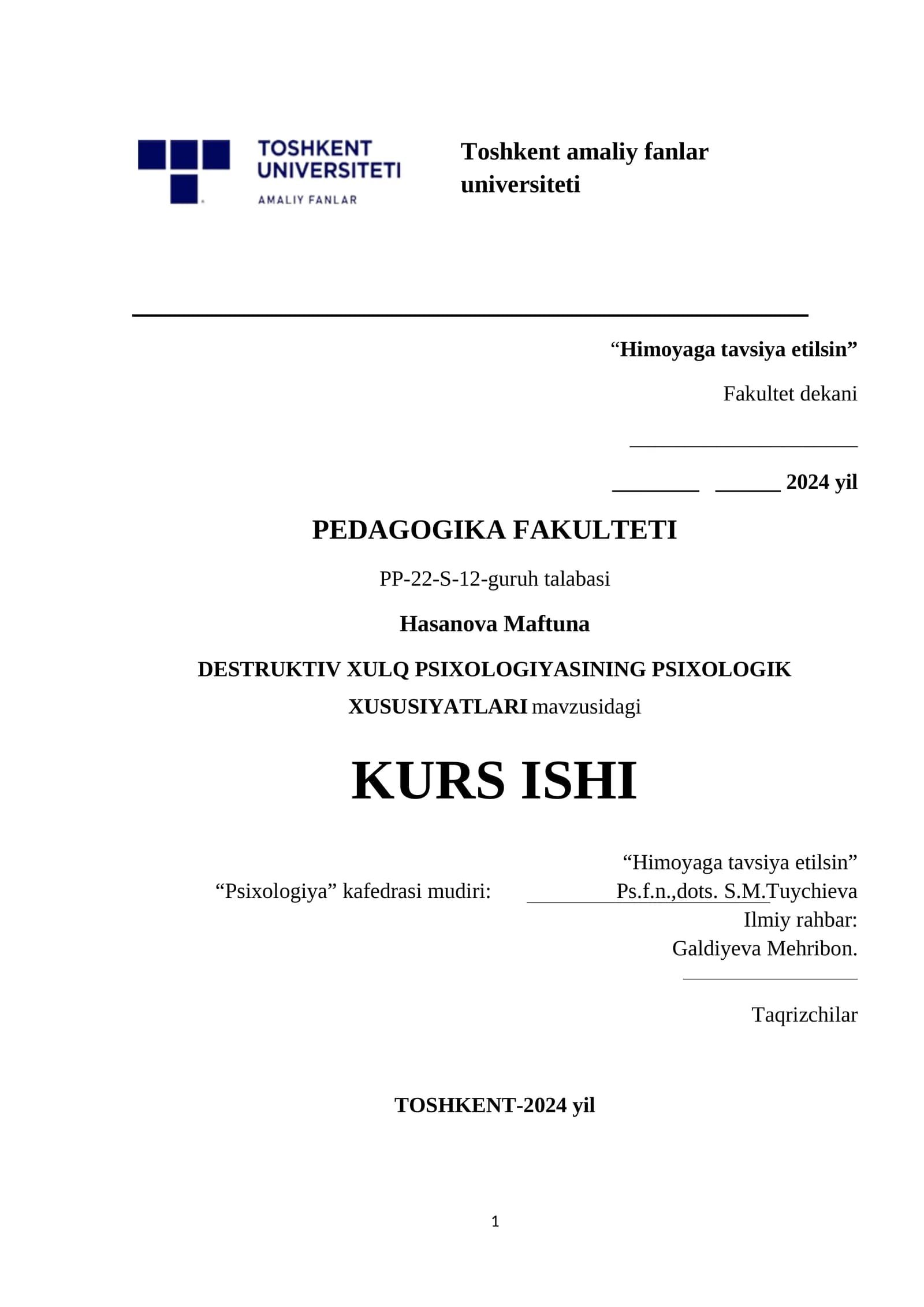 DESTRUKTIV XULQ PSIXOLOGIYASINING PSIXOLOGIK XUSUSIYATLARI