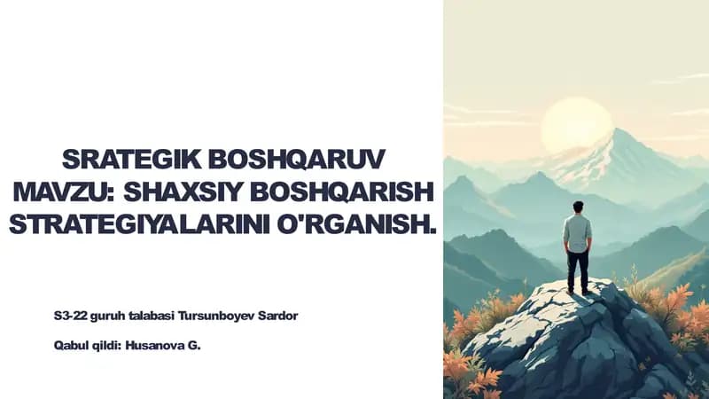 SHAXSIY BOSHQARISH