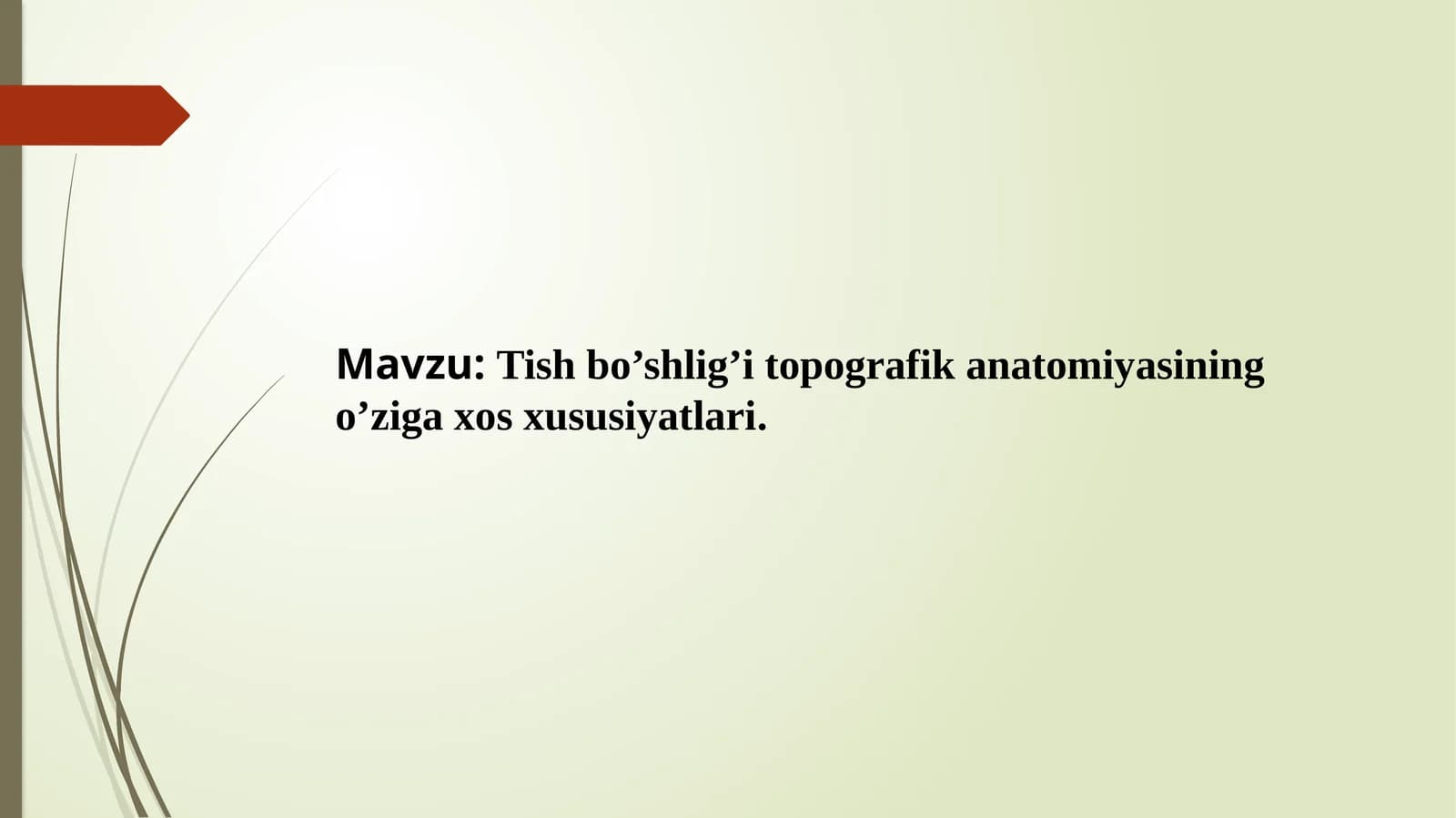 Tish bo’shlig’i topografik anatomiyasining o’ziga xos xususiyatlari