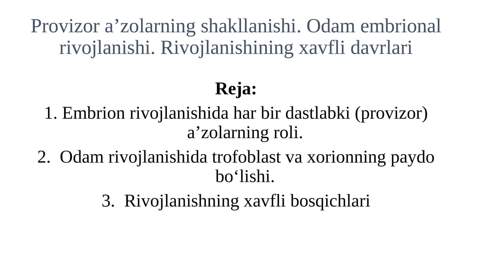 Provizora' zolarning shakllanishi