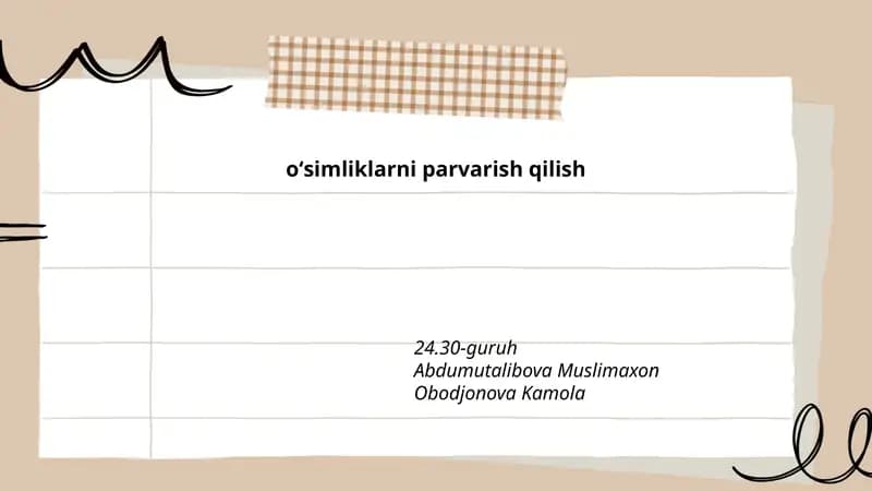 oʻsimliklarni parvarish qilish