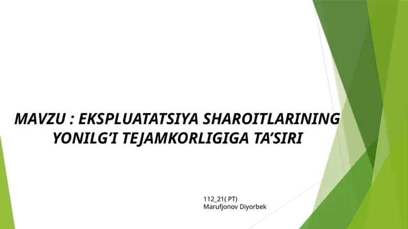 EKSPLUATATSIYA SHAROITLARI