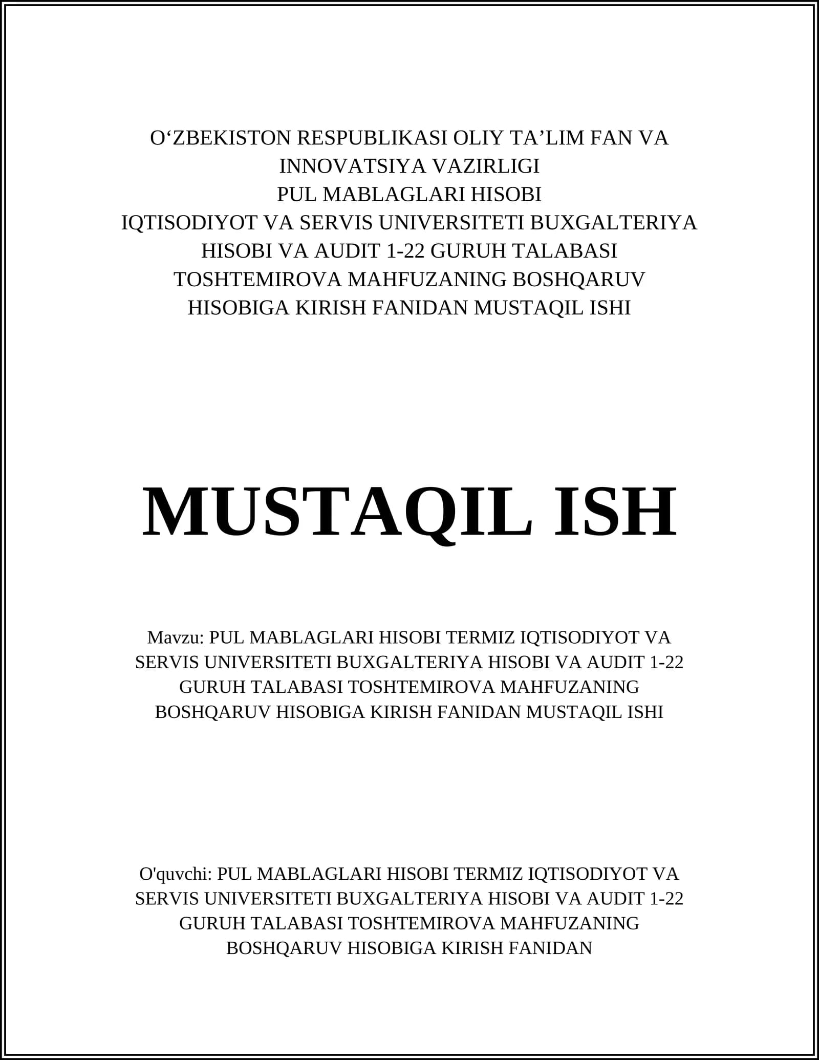 PUL MABLAGLARI HISOBI