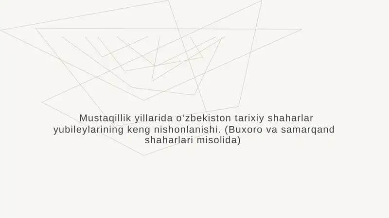 Mustaqillik yillarida o‘zbekiston tarixiy shaharlari yubileylari