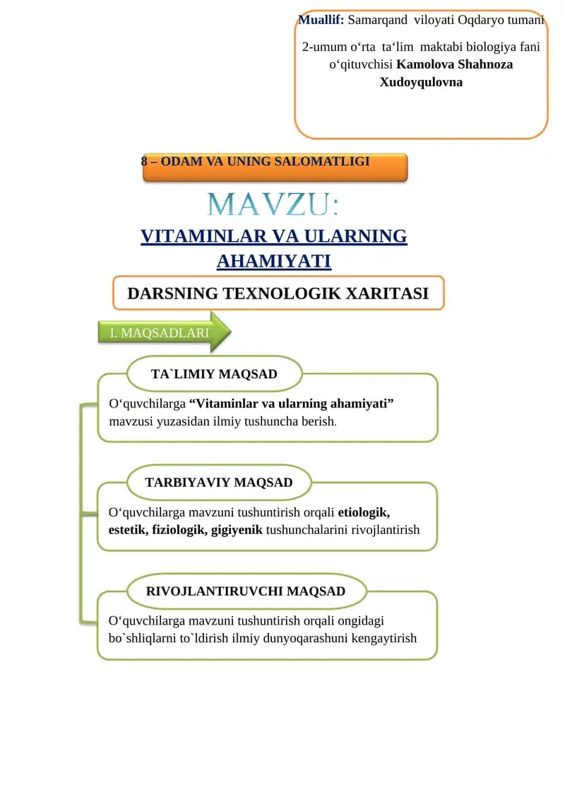 VITAMINLAR VA ULARNING AHAMIYATI