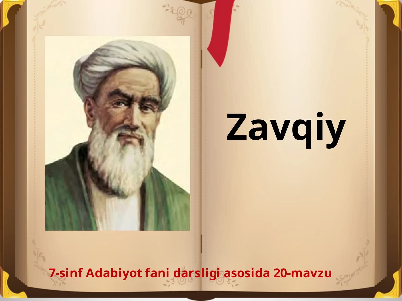 7-sinf Adabiyot fanidan Zavqiy hayoti va ijodi dars taqdimoti