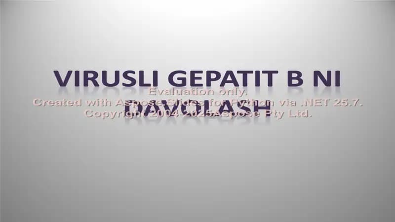 Virusli gepatit B ni davolash