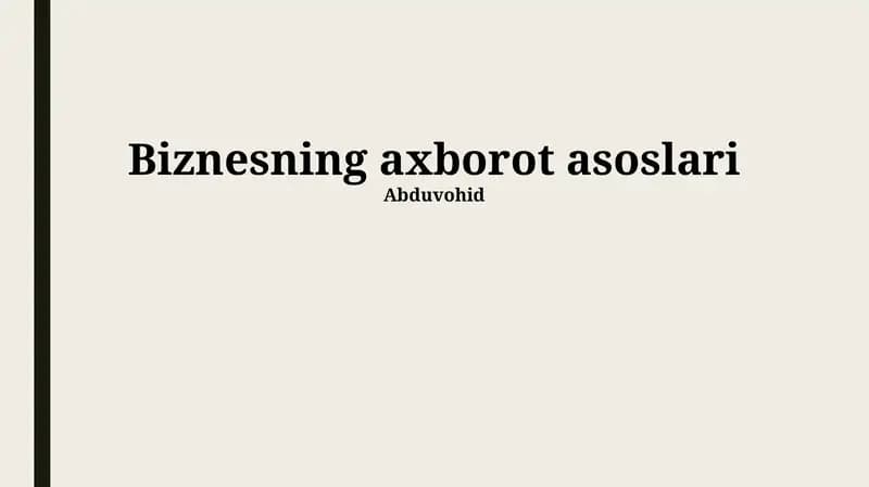 Biznesning axborot asoslari
