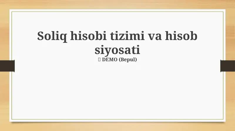 Soliq hisobi tizimi va hisob siyosati