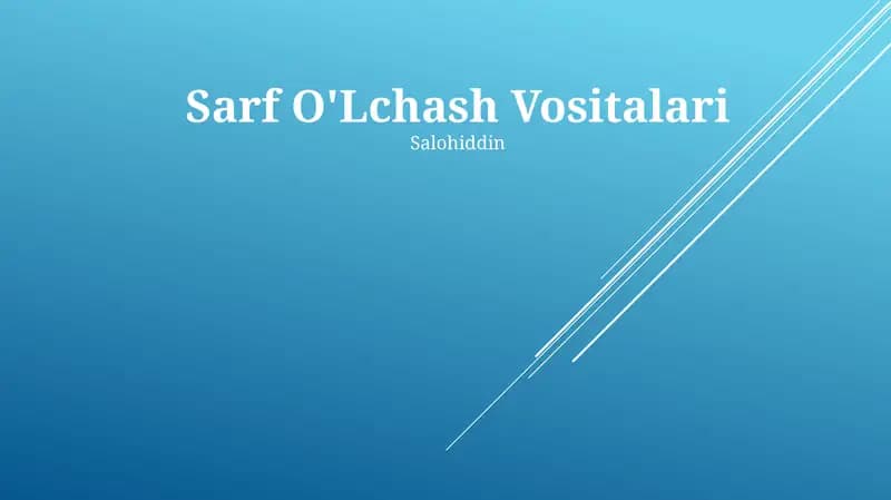 Sarf O'Lchash Vositalari