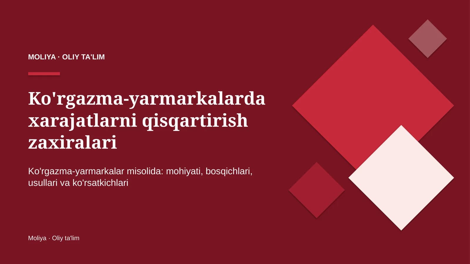 Ko'rgazma-yarmarkalarda xarajatlarni qisqartirish zaxiralari