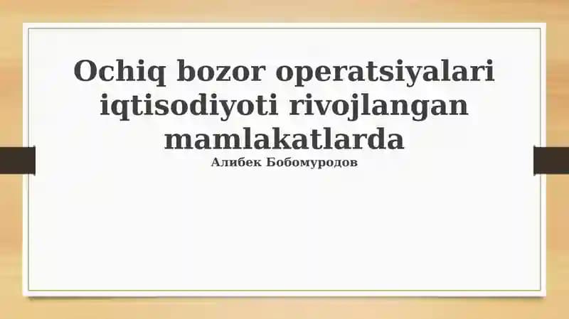 Ochiq bozor operatsiyalari