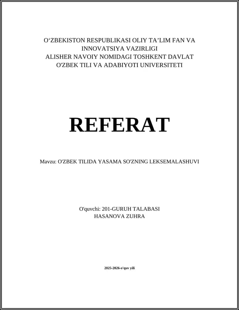 Yasama soʻzning leksemalashuvi