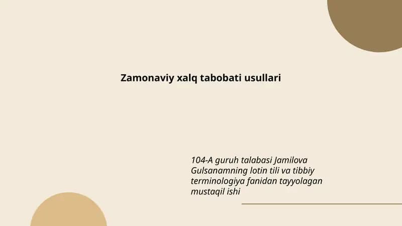 Zamonaviy xalq tabobati usullari