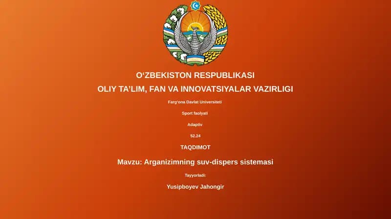 Arganizimning suv-dispers sistemasi