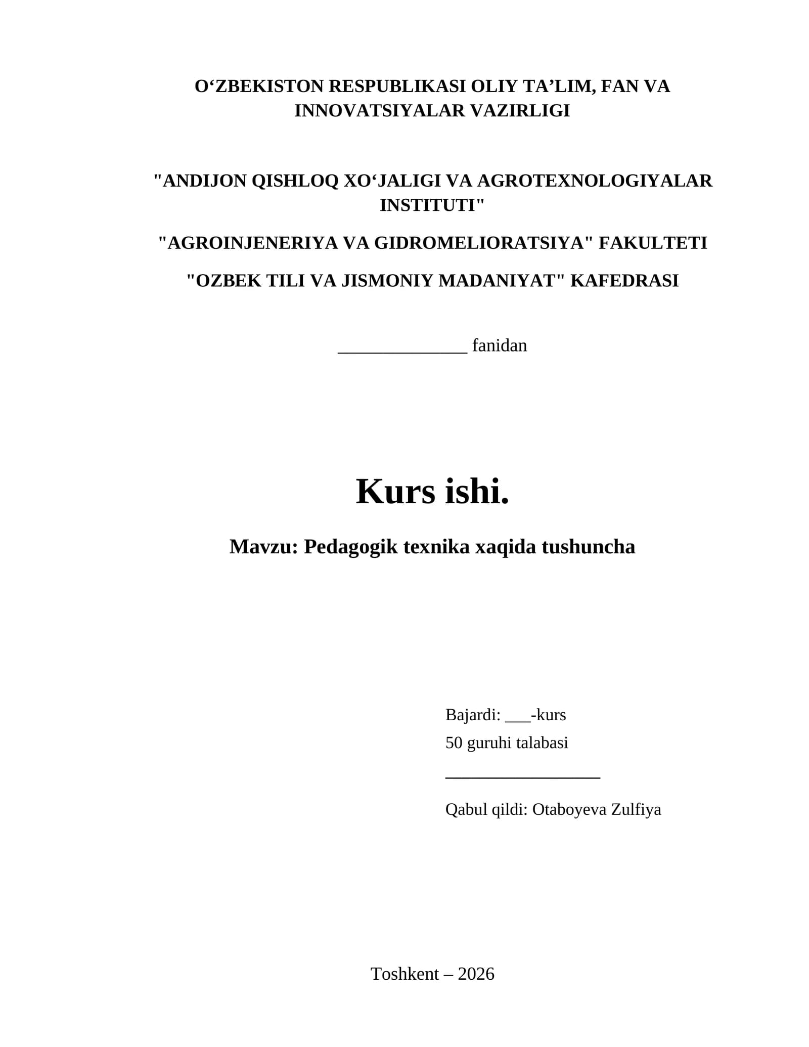Pedagogik texnika xaqida tushuncha