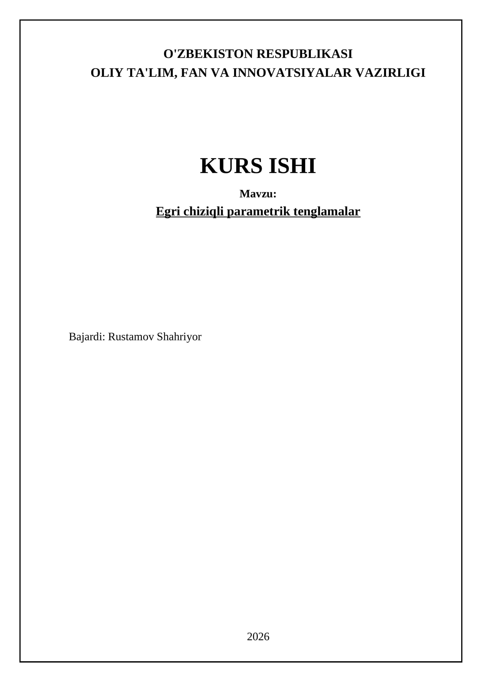 Egri chiziqli parametrik tenglamalar