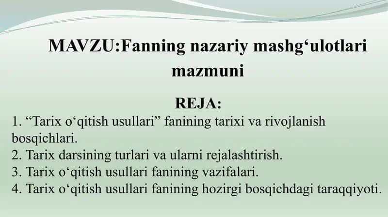 Tarix o‘qitish usullari