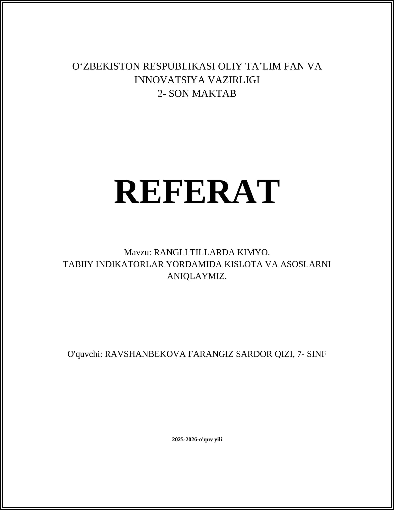RANGLI TILLARDA KIMYO