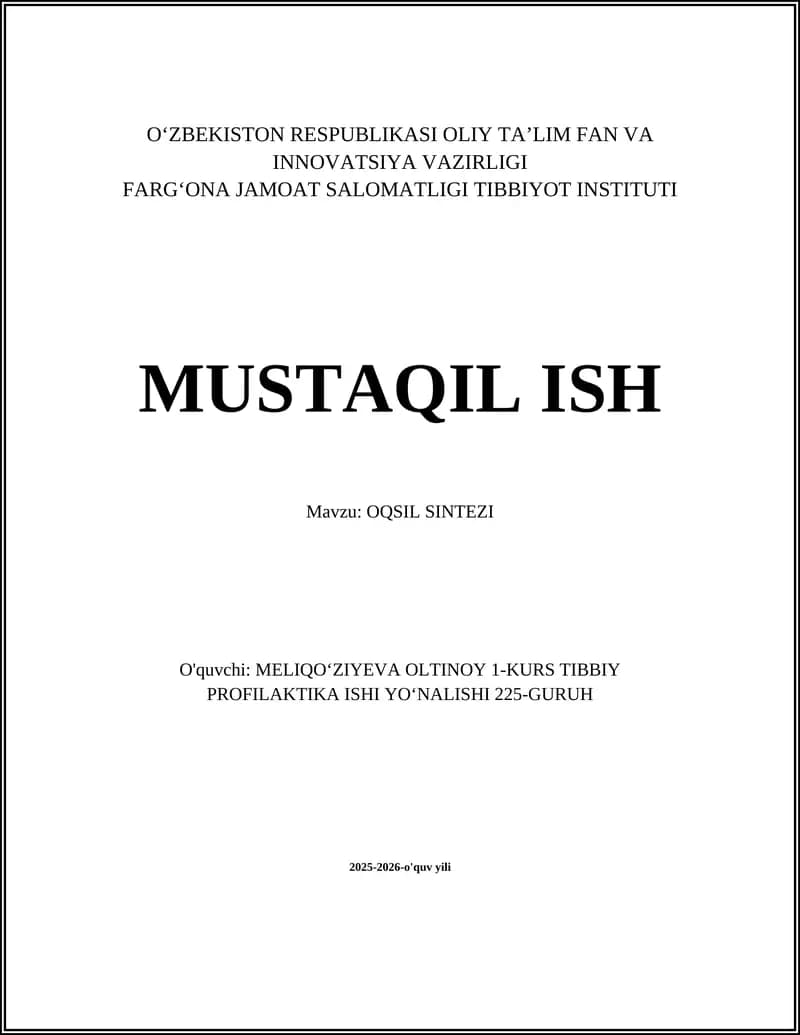 OQSIL SINTEZI