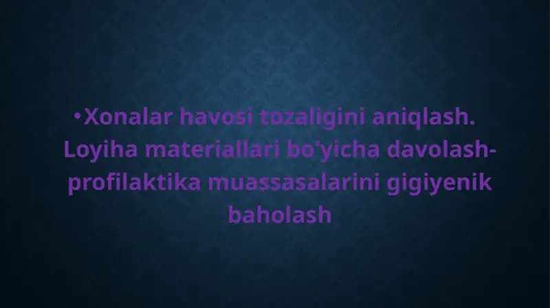 Xonalar havosi tozaligini aniqlash