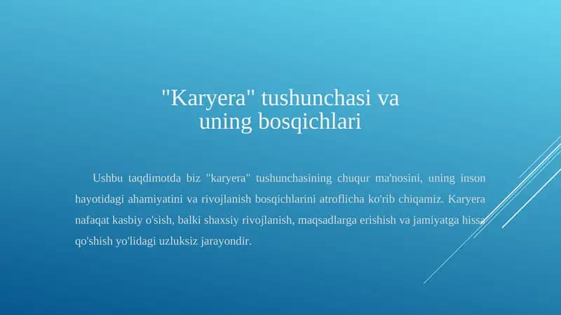 Karyera tushunchasi va uning bosqichlari