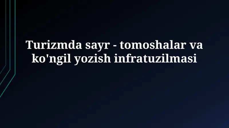 Turizm Infratuzilmasi